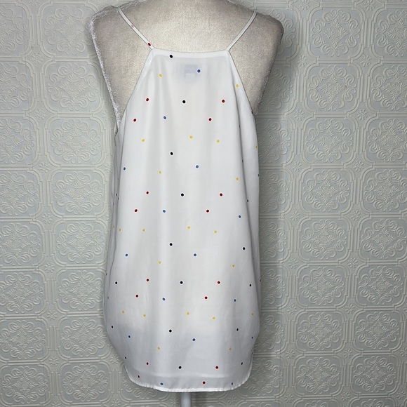 Loft | White V-Neck Tank Top with Multi Color Polka Dots - Picture 3 of 8